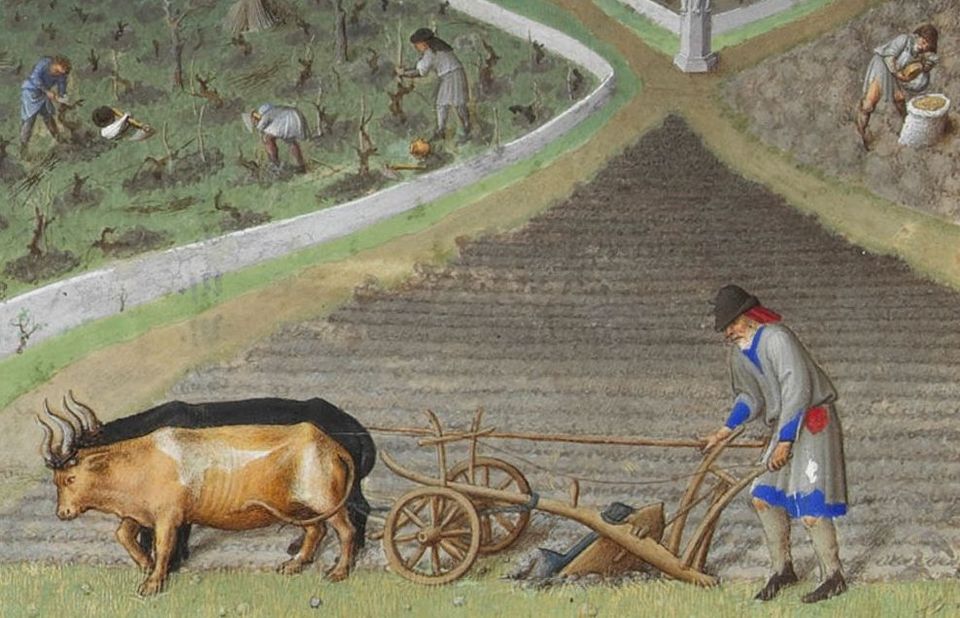 Tableau Les Très Riches Heures du duc de Berry, miniature du mois de mars, années 1440